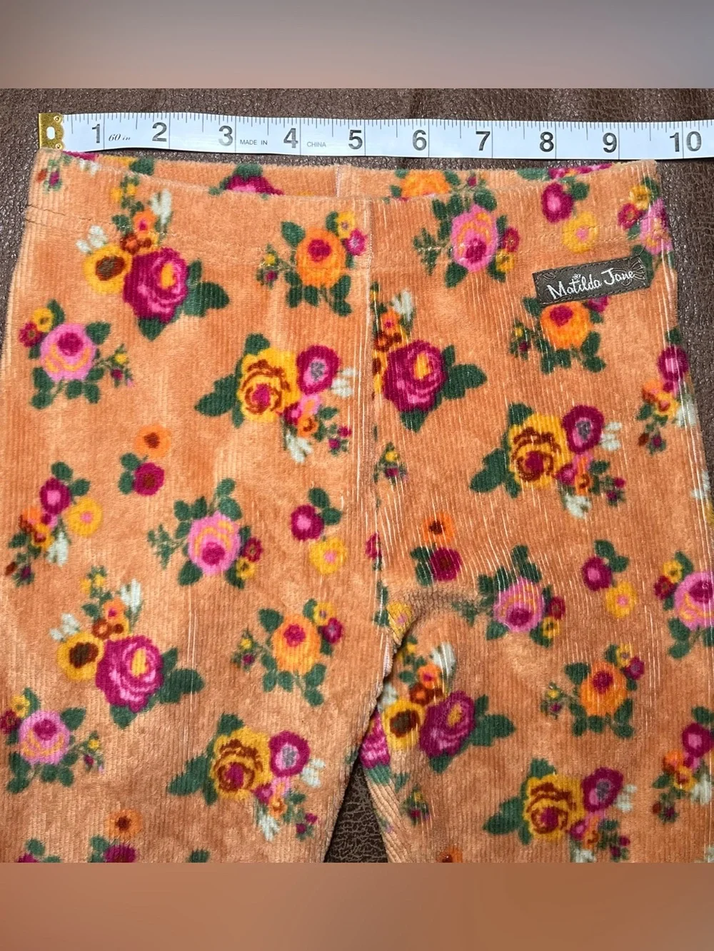 Matilda Jane Hayride Leggings Orange Floral Velour Ruffle Hem Girls Size 6